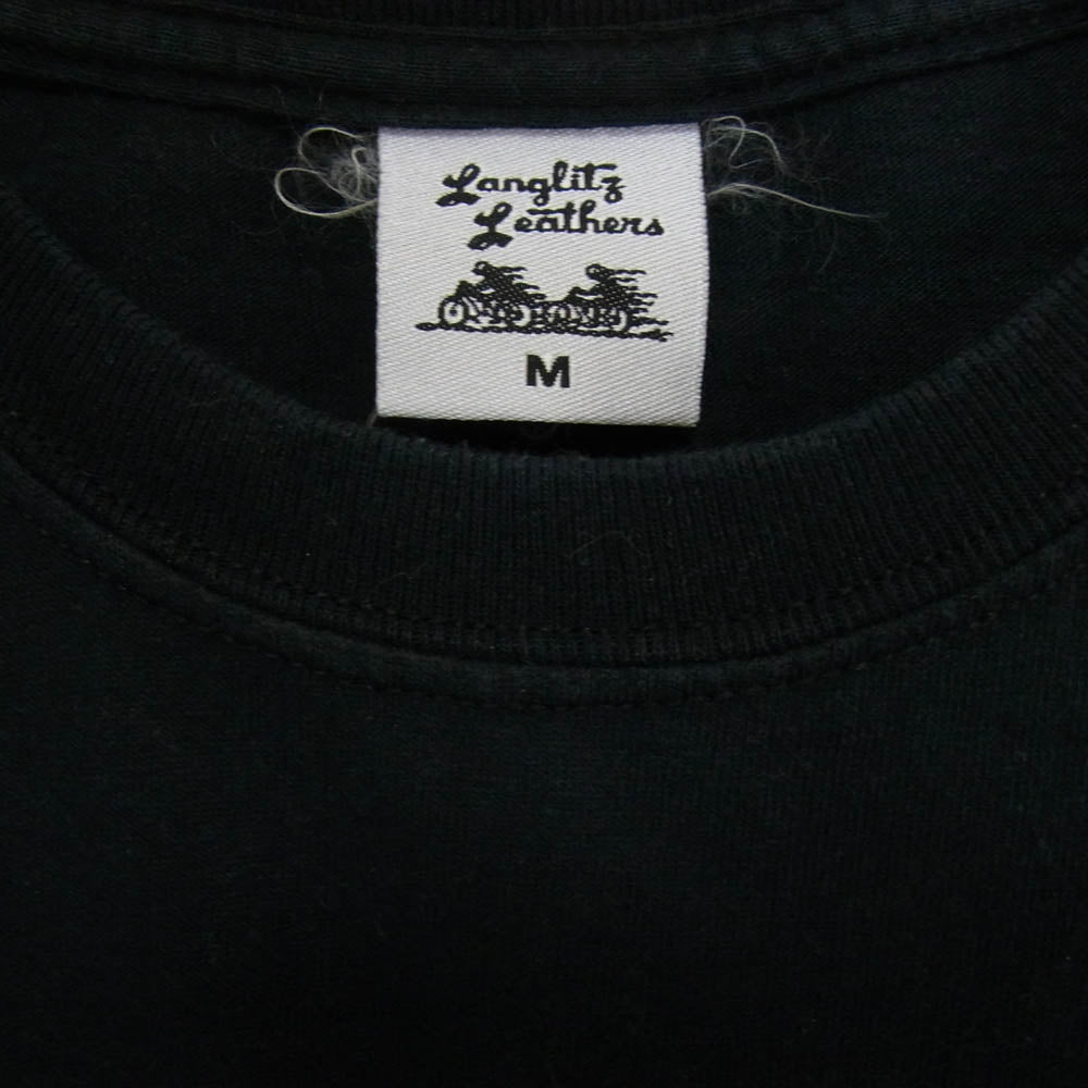 LANGLITZ LEATHERS ラングリッツレザーズ プリント 半袖 ショートスリーブ クルーネック Tシャツ ブラック系 M【中古】