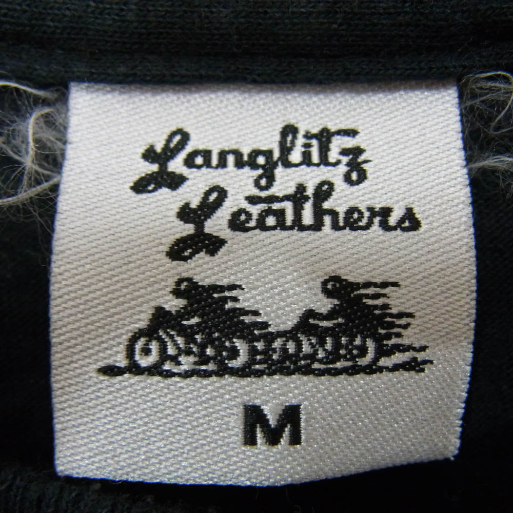 LANGLITZ LEATHERS ラングリッツレザーズ プリント 半袖 ショートスリーブ クルーネック Tシャツ ブラック系 M【中古】