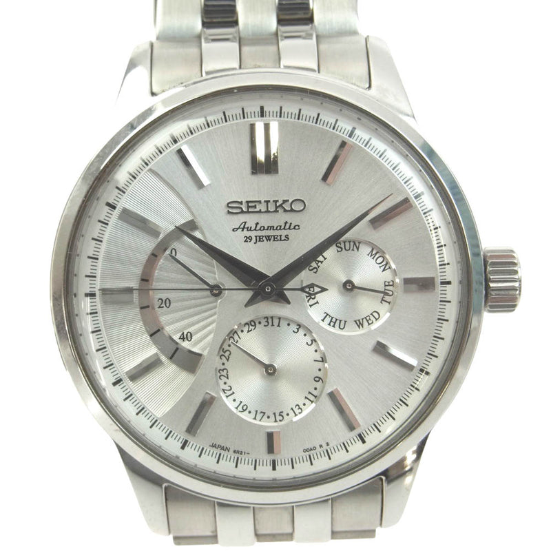 SEIKO セイコー SARC015 6R21-00A0 メカニカル パワーリザーブ SS 自動巻 デイデイト 腕時計 リストウォッチ シルバー系【中古】