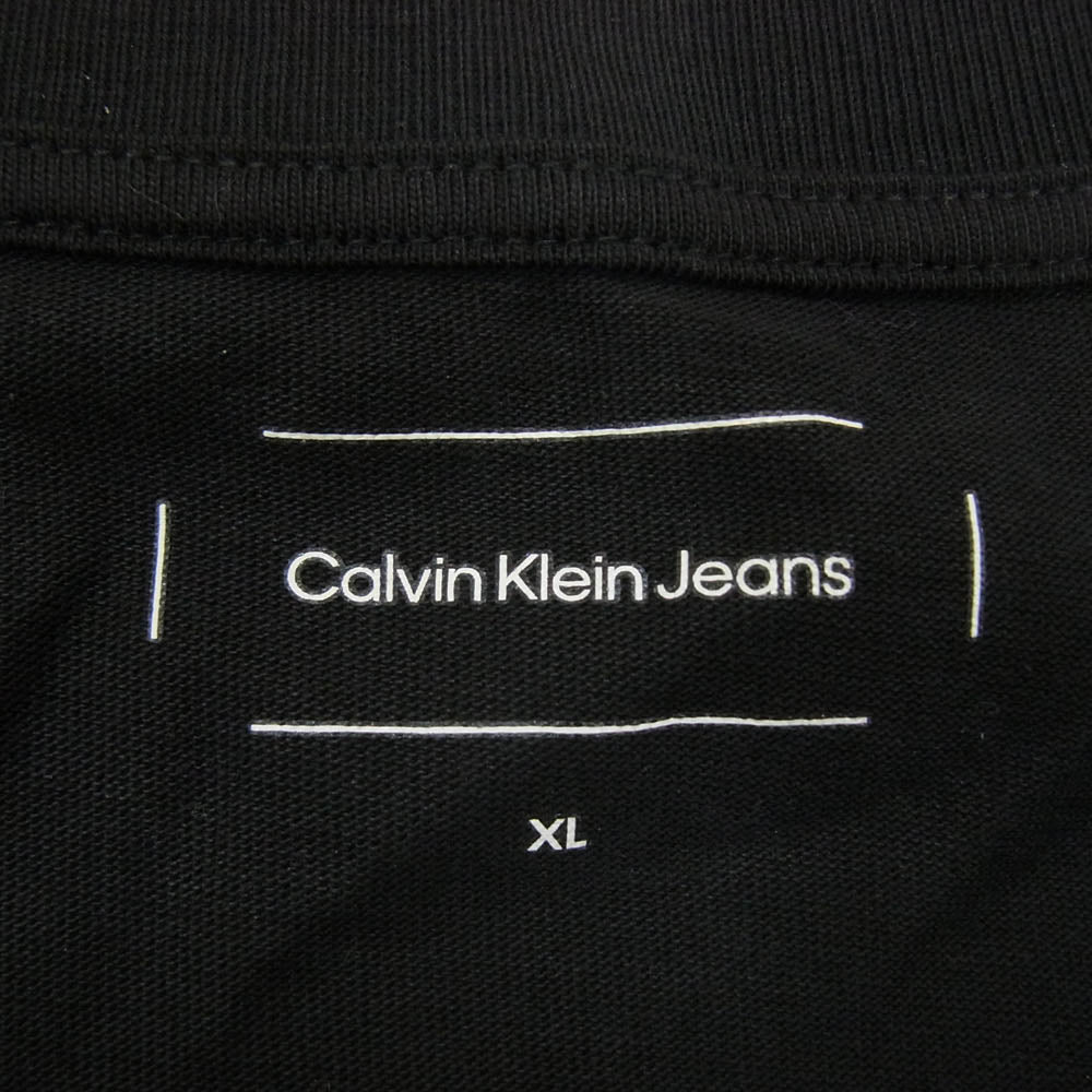 CALVIN KLEIN カルバンクライン 24AW J326901 CK ロゴプリント クルーネック 長袖 Tシャツ カットソー ブラック系 XL【美品】【中古】
