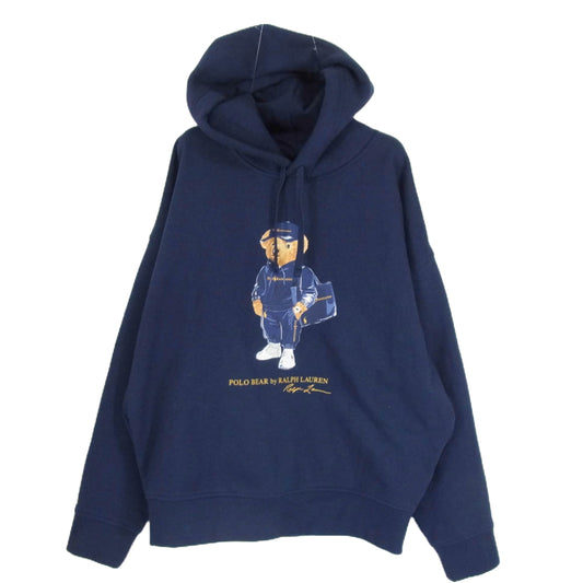 POLO RALPH LAUREN ポロ・ラルフローレン BEAMS ビームス別注 LIMITED EDITION リミテッドエディション Navy and Gold Logo Collection ポロベア プルオーバー パーカー フーディ ネイビー系 M【美品】【中古】