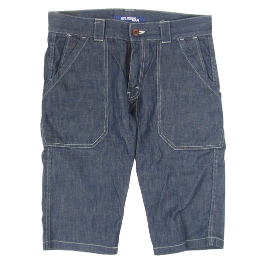 JUNYA WATANABE COMME des GARCONS MAN ジュンヤワタナベコムデギャルソンマン WI-P031 AD2011リネン混 ジップフライ サルエル ショートパンツ インディゴブルー系 M【中古】