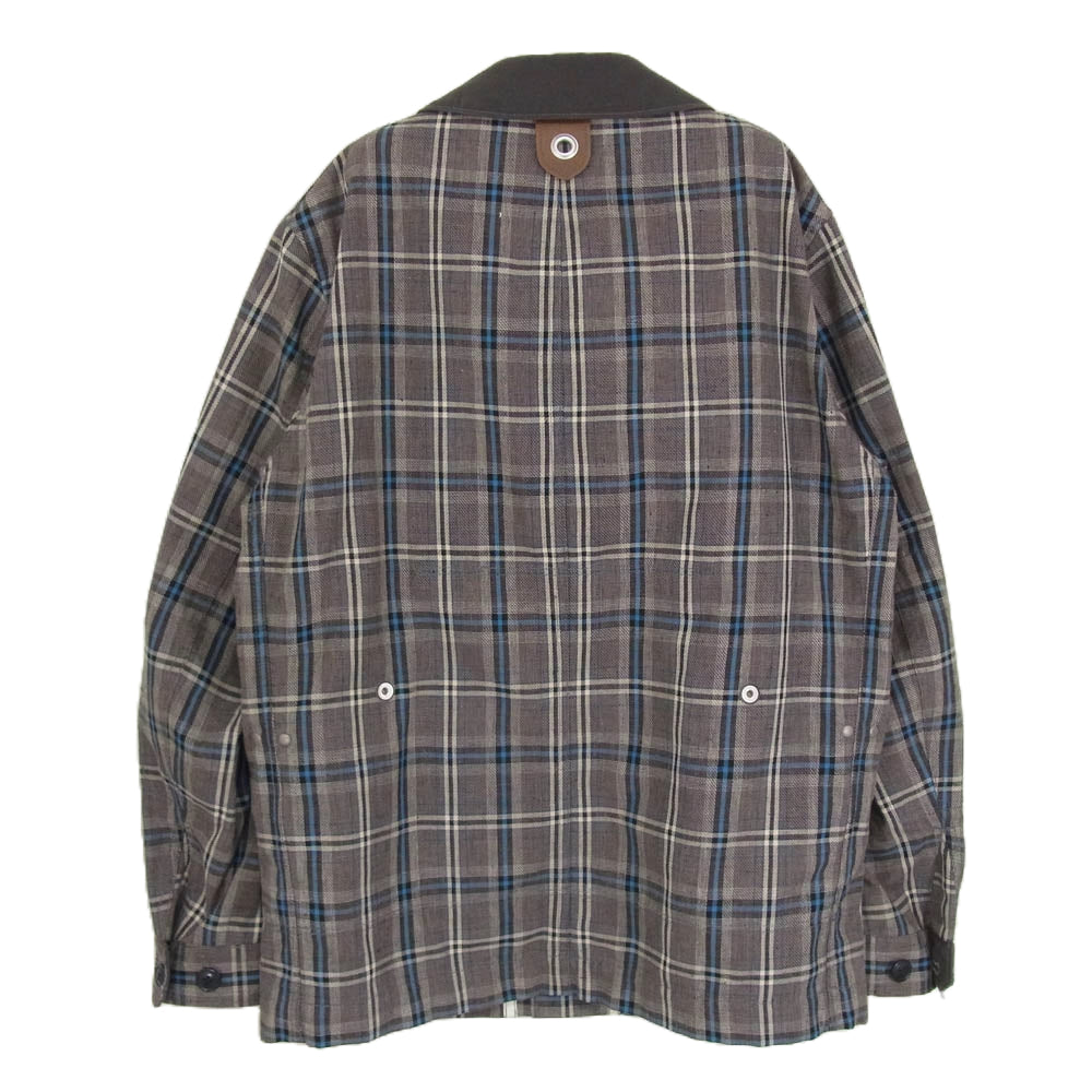 JUNYA WATANABE COMME des GARCONS MAN ジュンヤワタナベコムデギャルソンマン WM-J001 スナップボタン 丸襟 チェック シャツ ジャケット ブラウン系 S【中古】