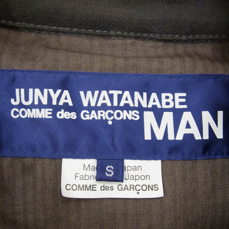 JUNYA WATANABE COMME des GARCONS MAN ジュンヤワタナベコムデギャルソンマン WM-J001 スナップボタン 丸襟 チェック シャツ ジャケット ブラウン系 S【中古】