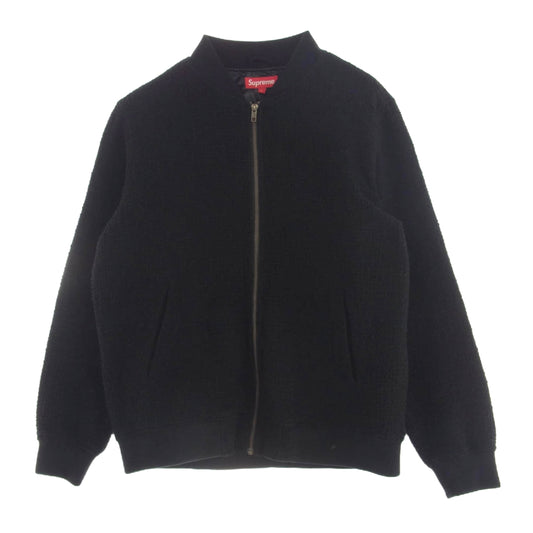 Supreme シュプリーム 16SS Boucle Varsity Jacket バックアーチロゴ フライト ジャケット ブルゾン ヴァーシティジャケット ブラック系 L【中古】