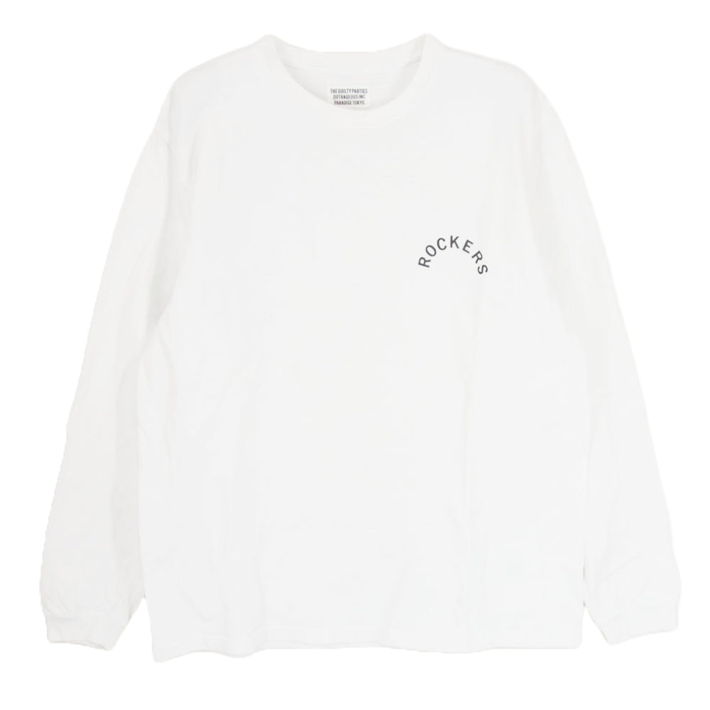 WACKO MARIA ワコマリア CREW NECK LONG SLEEVE T-SHIRTS ROCKERS 長袖 Tシャツ カットソー ホワイト系 L【中古】