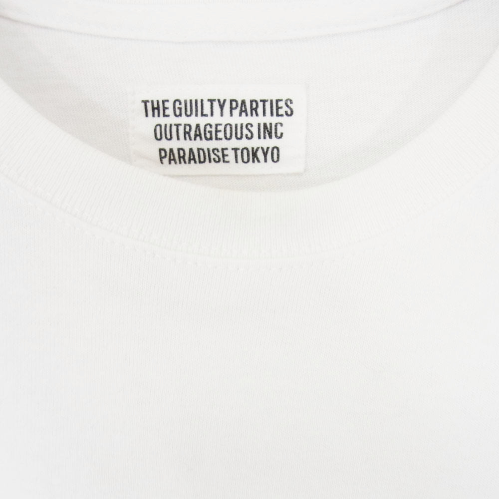 WACKO MARIA ワコマリア CREW NECK LONG SLEEVE T-SHIRTS ROCKERS 長袖 Tシャツ カットソー ホワイト系 L【中古】