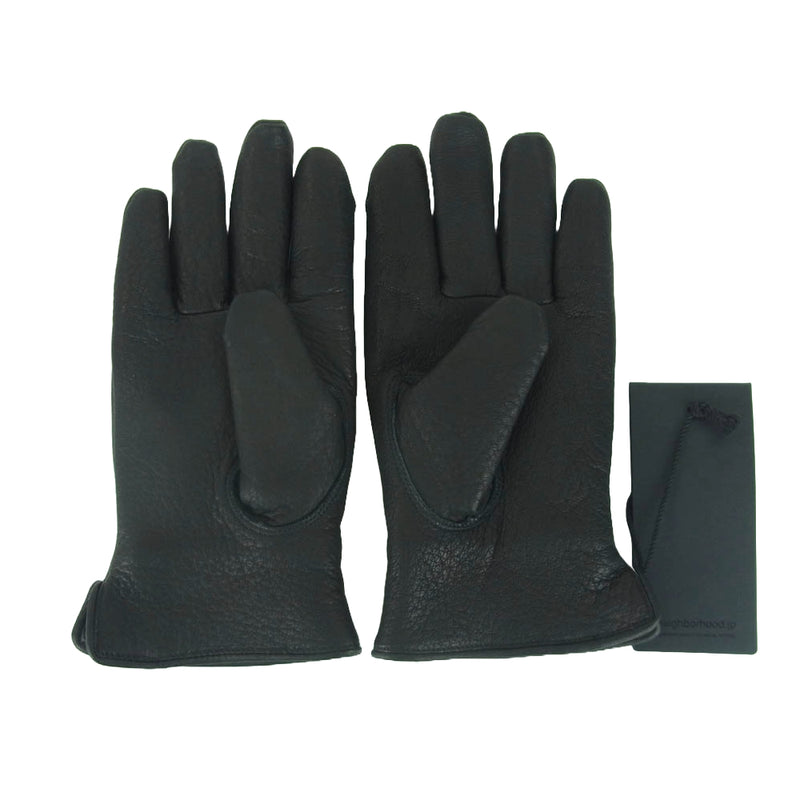 NEIGHBORHOOD ネイバーフッド 24AW 242DPNH-AC01 LEATHER BOA GLOVES レザー ボア グローブ 手袋 ブラック系 M 24cm【極上美品】【中古】