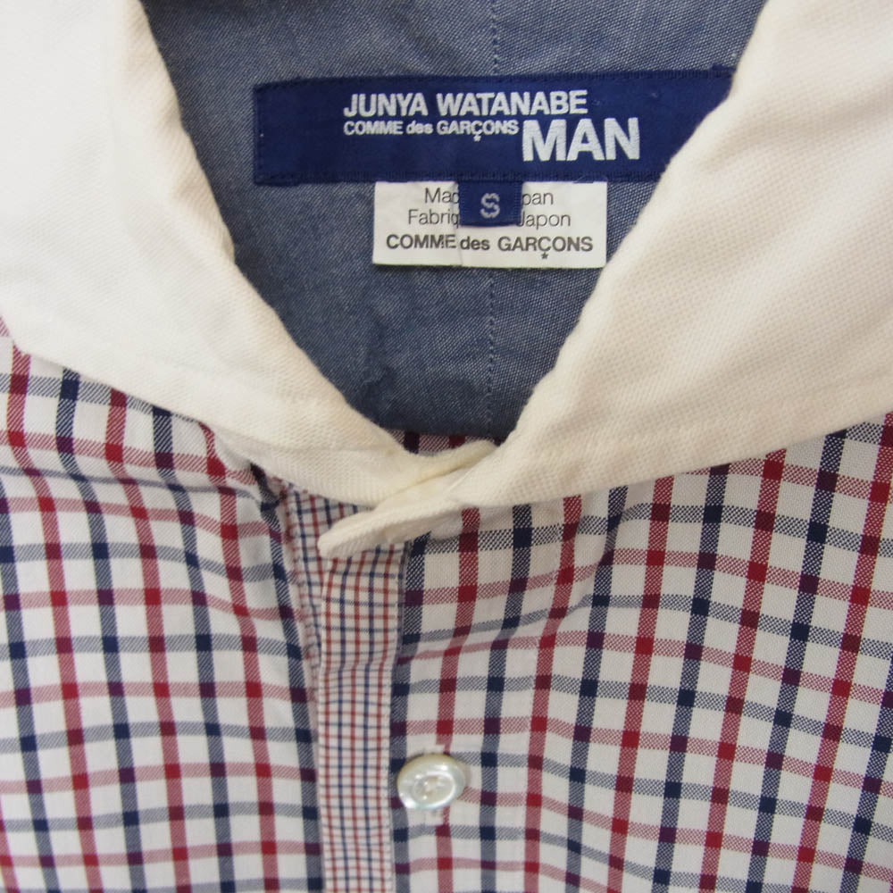 JUNYA WATANABE COMME des GARCONS MAN ジュンヤワタナベコムデギャルソンマン WK-B020 チェック切替 半袖 シャツ マルチカラー系 S【中古】