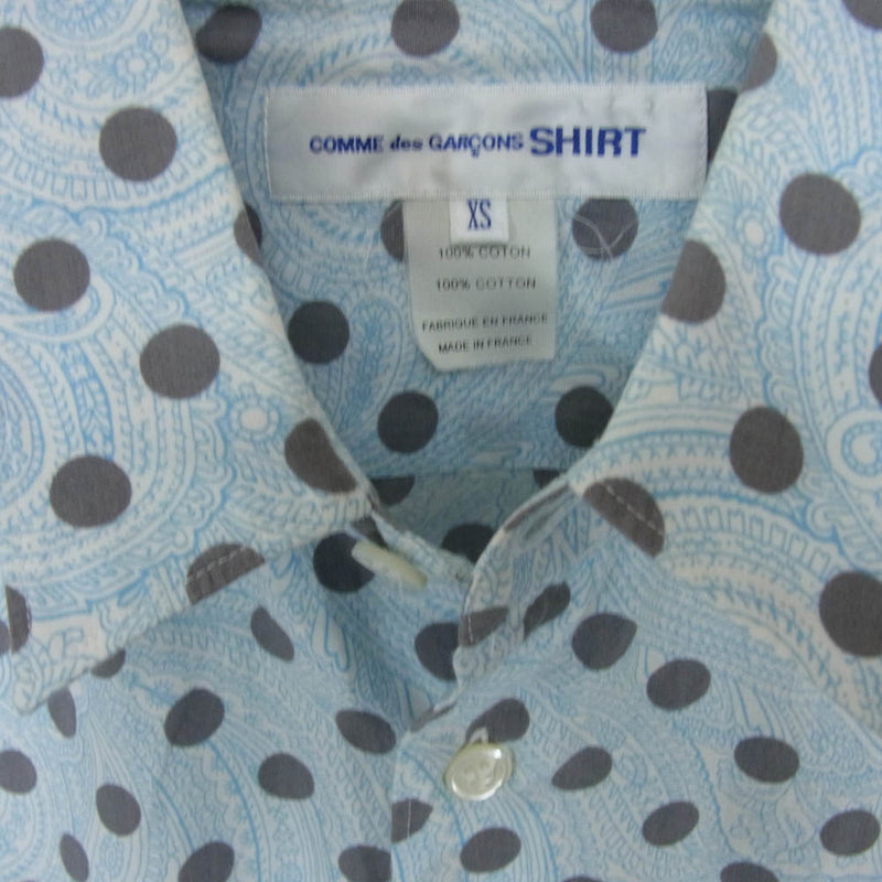 COMME des GARCONS HOMME コムデギャルソンオム S20092 shirt ドット 総柄 半袖 シャツ ライトブルー系 XS【中古】