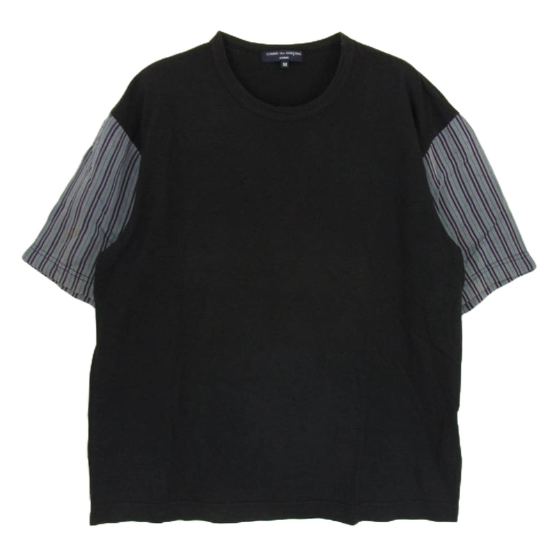 COMME des GARCONS HOMME コムデギャルソンオム 04AW HN-T004 袖切り替え 半袖 Tシャツ カットソー ブラック系 M【中古】