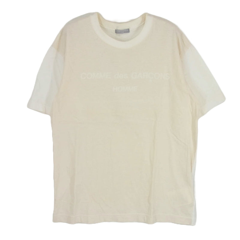 COMME des GARCONS HOMME コムデギャルソンオム 02SS HF-T022 アーカイブ ロゴ 切替 半袖 Tシャツ オフホワイト系 サイズ表記無【中古】