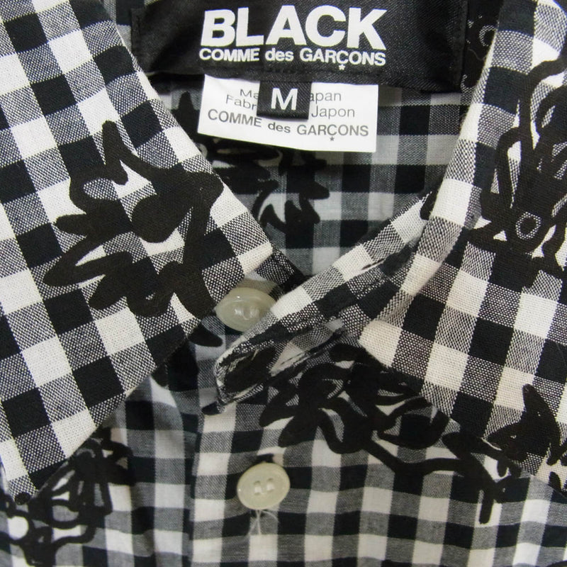 BLACK COMME des GARCONS ブラックコムデギャルソン 1M-B008 ギンガムチェック 総柄 ドットポケット 半袖 シャツ ブラック系 M【中古】