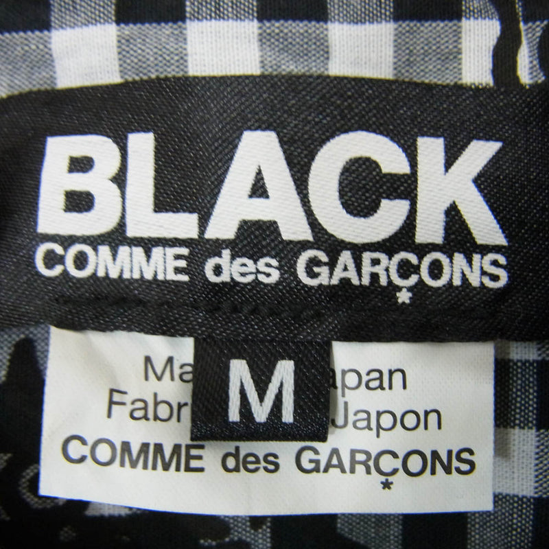 BLACK COMME des GARCONS ブラックコムデギャルソン 1M-B008 ギンガムチェック 総柄 ドットポケット 半袖 シャツ ブラック系 M【中古】