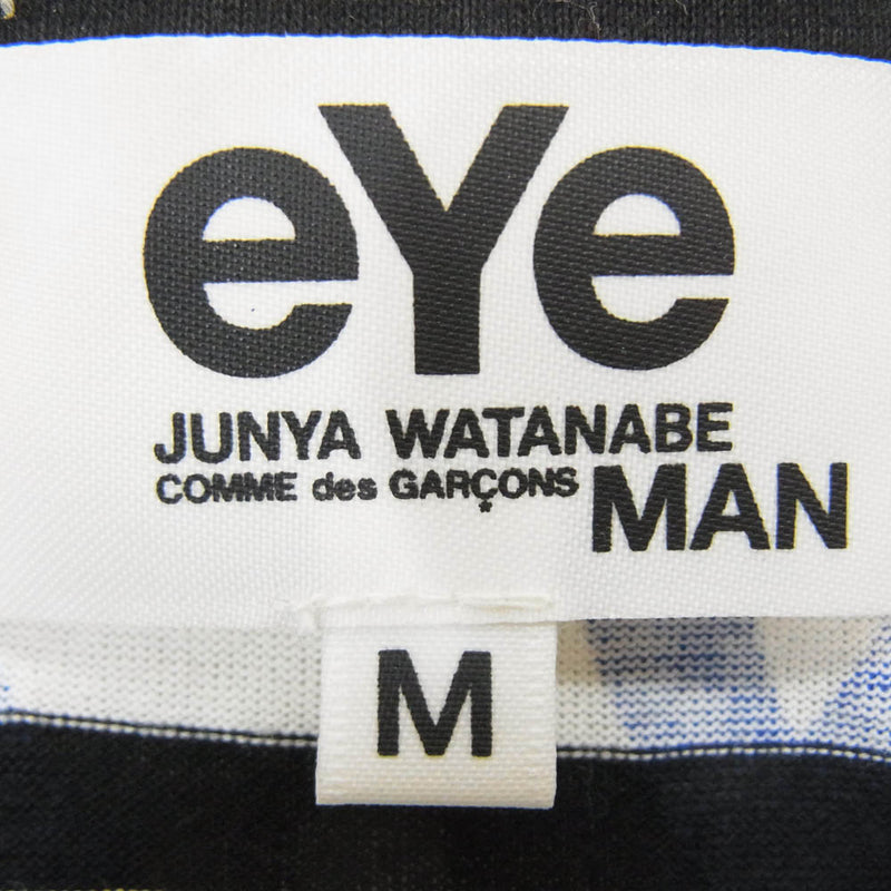 JUNYA WATANABE COMME des GARCONS MAN ジュンヤワタナベコムデギャルソンマン AD2014 WO-T908 eYe ロゴプリント ボーダー ロングスリーブ シャツ 長袖 カットソー ブラック系 M【中古】