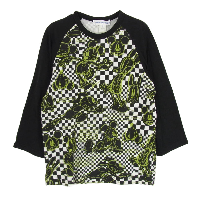 COMME des GARCONS コムデギャルソン S22105 shirt  シャツ Disney ディズニー ミッキー ラグラン 七分丈 カットソー ブラック系 M【中古】