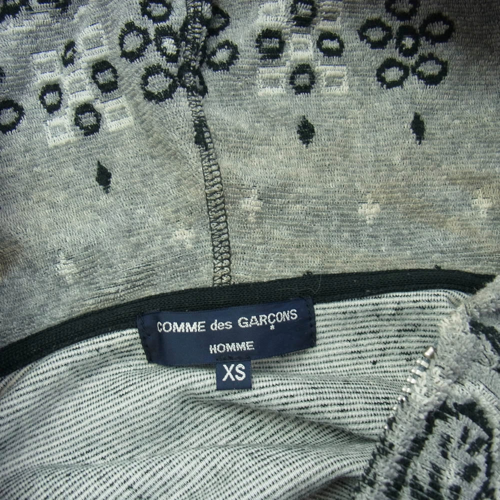 COMME des GARCONS HOMME コムデギャルソンオム HJ-T009 パイル地 総柄 ジップアップ フーディ パーカー AD2012 グレー系 XS【中古】