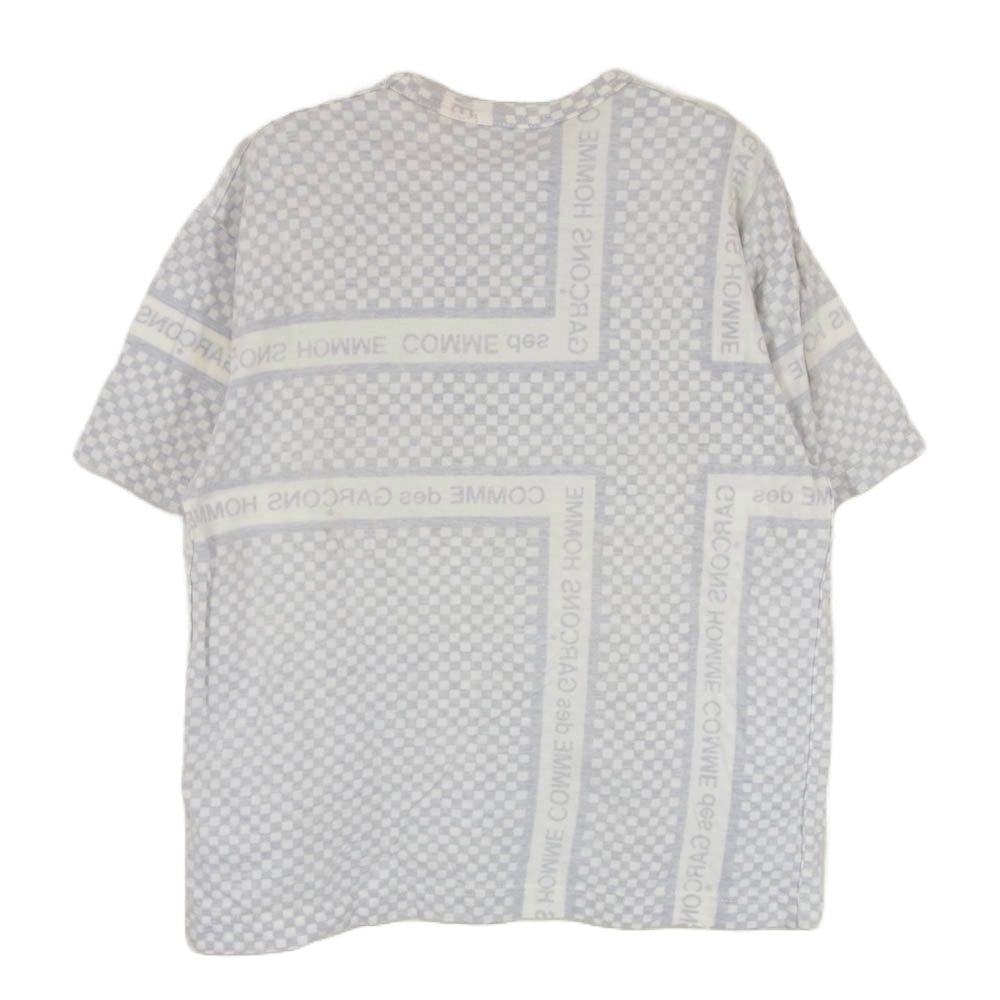 COMME des GARCONS HOMME コムデギャルソンオム 04SS HM-T032 アーカイブ ロゴプリント チェッカーフラッグ 半袖 Tシャツ ホワイト系 M【中古】