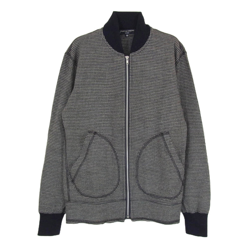 COMME des GARCONS HOMME コムデギャルソンオム HJ-T019 千鳥柄 ジップアップ ウール ブルゾン ジャケット AD2012 ネイビー系 XS【中古】