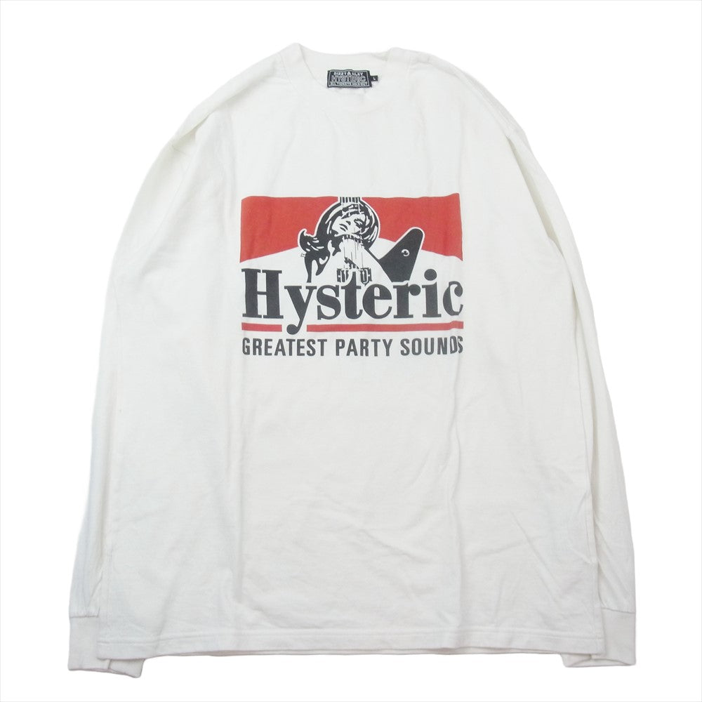 HYSTERIC GLAMOUR ヒステリックグラマー 02233CL16 GREATEST PARTY SOUNDS ガールプリント 長袖 Tシャツ ホワイト系 L【中古】