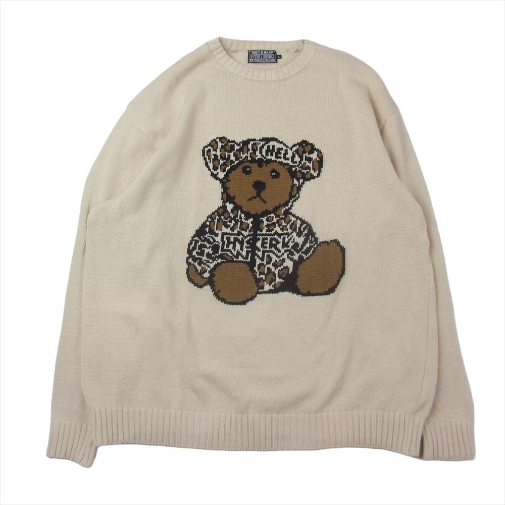 HYSTERIC GLAMOUR ヒステリックグラマー 02243NS05 BEAR PANTHER ベア ジャカード セーター ニット 生成り系 L【中古】