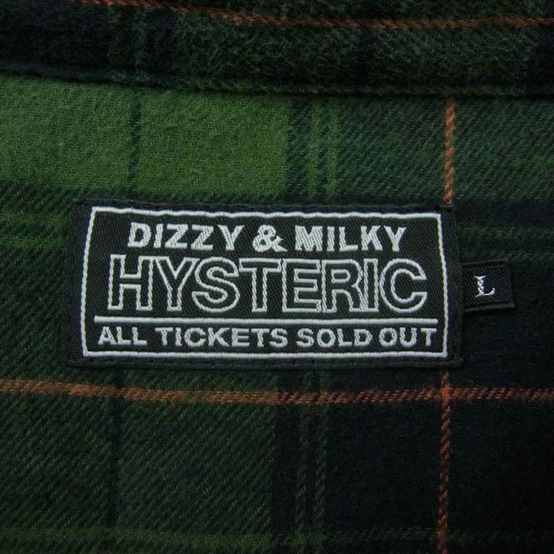 HYSTERIC GLAMOUR ヒステリックグラマー 23AW 02233AH09 SONIC YOUTH/100% DIRTY ビエラ チェック 長袖 シャツ グリーン系 L【中古】