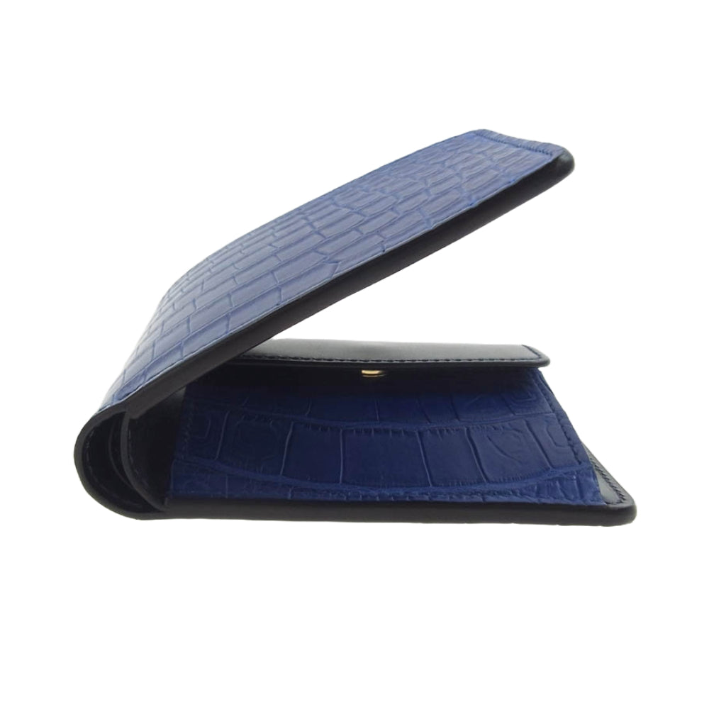 WILDSWANS ワイルドスワンズ Grounder グラウンダー クロコ ロイヤルブルー ウォレット 財布 ブルー系【極上美品】【中古】