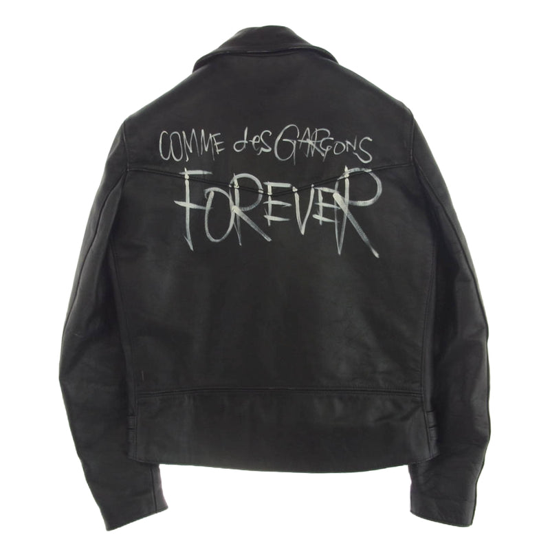 COMME des GARCONS コムデギャルソン Lewis Leathers ルイスレザー KZ-J001-051 FOREVER バックペイント LIGHTNING ライトニング レザー ダブルライダース ジャケット ブラック系 42【中古】