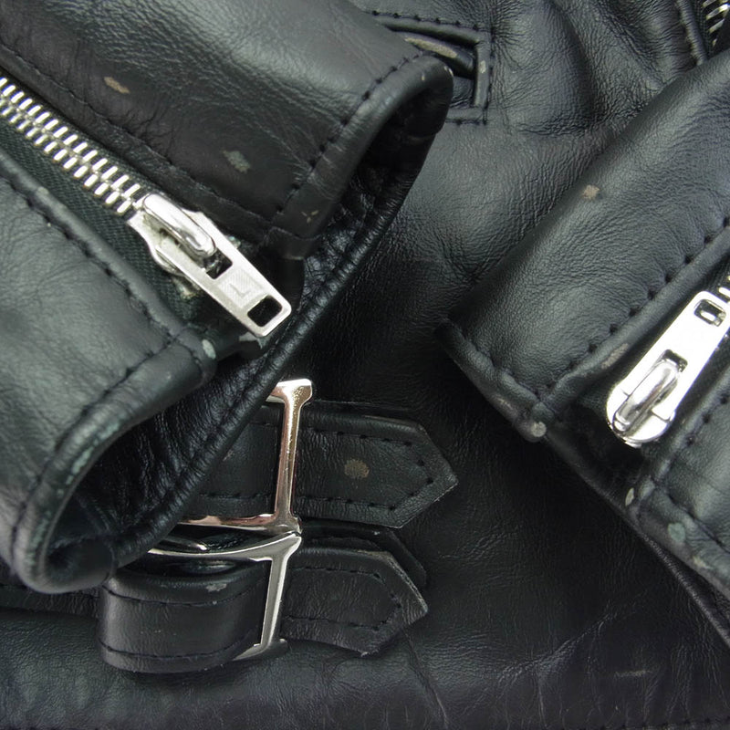 COMME des GARCONS コムデギャルソン Lewis Leathers ルイスレザー KZ-J001-051 FOREVER バックペイント LIGHTNING ライトニング レザー ダブルライダース ジャケット ブラック系 42【中古】