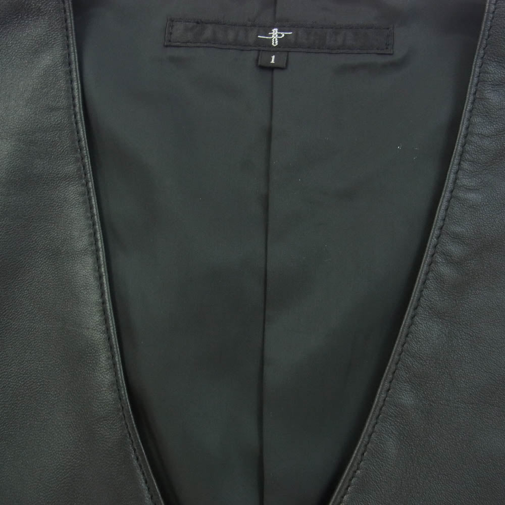 NO ID. ノーアイディ 855030-837L シープレザー ベスト ジレ ブラック系 1【中古】