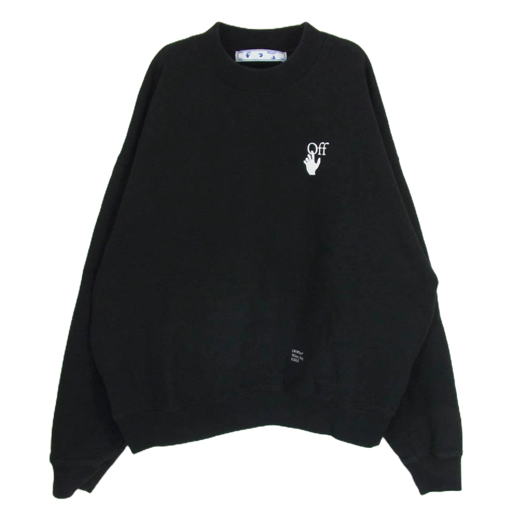 OFF-WHITE オフホワイト 21AW OMBA054F21FLE011 CARAVAGGIO ARROW SKATE C/N SWEAT カラヴァッジオ アローロゴ クルーネック スウェット ブラック系 L【中古】