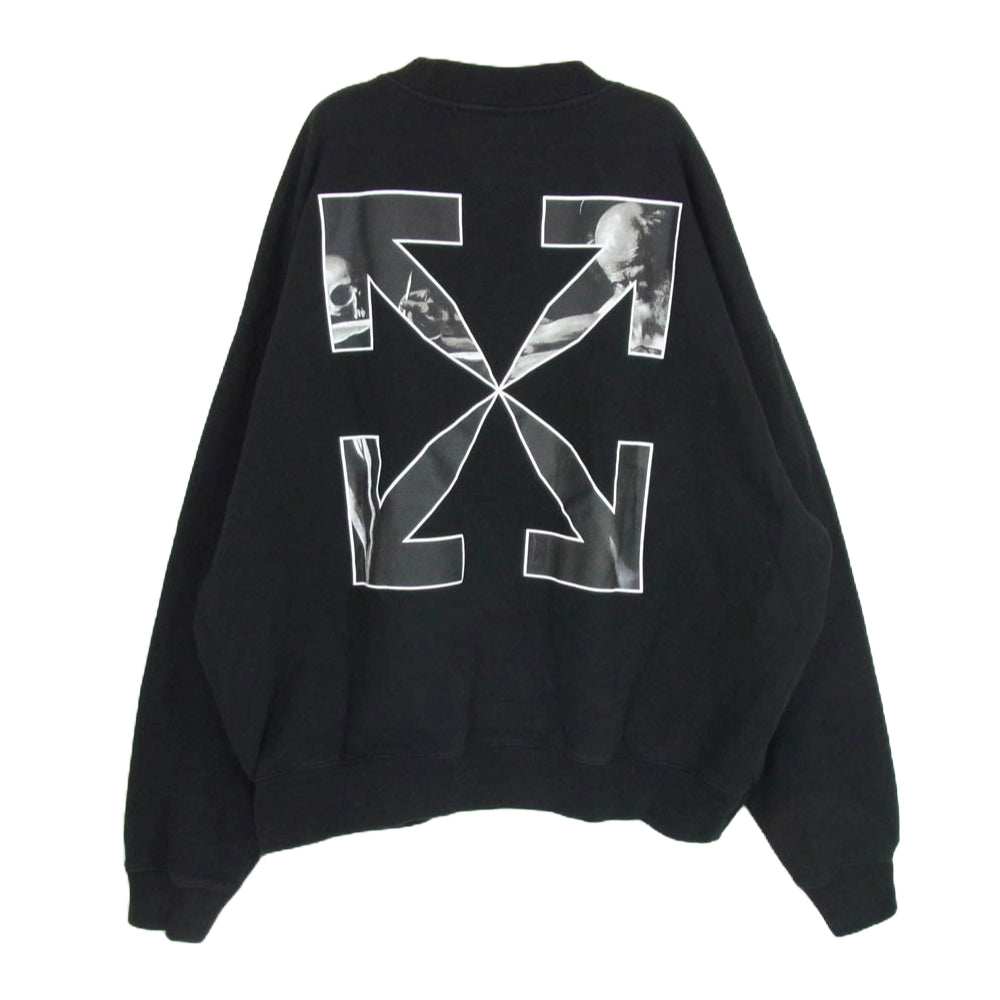OFF-WHITE オフホワイト 21AW OMBA054F21FLE011 CARAVAGGIO ARROW SKATE C/N SWEAT カラヴァッジオ アローロゴ クルーネック スウェット ブラック系 L【中古】