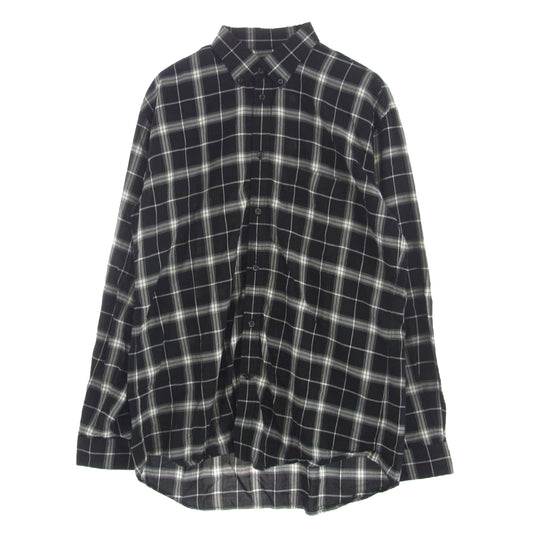 BALENCIAGA バレンシアガ 556878 TDM03 Back Logo Check L/S Shirt バックロゴ チェック 長袖 シャツ ブラック系 37【中古】