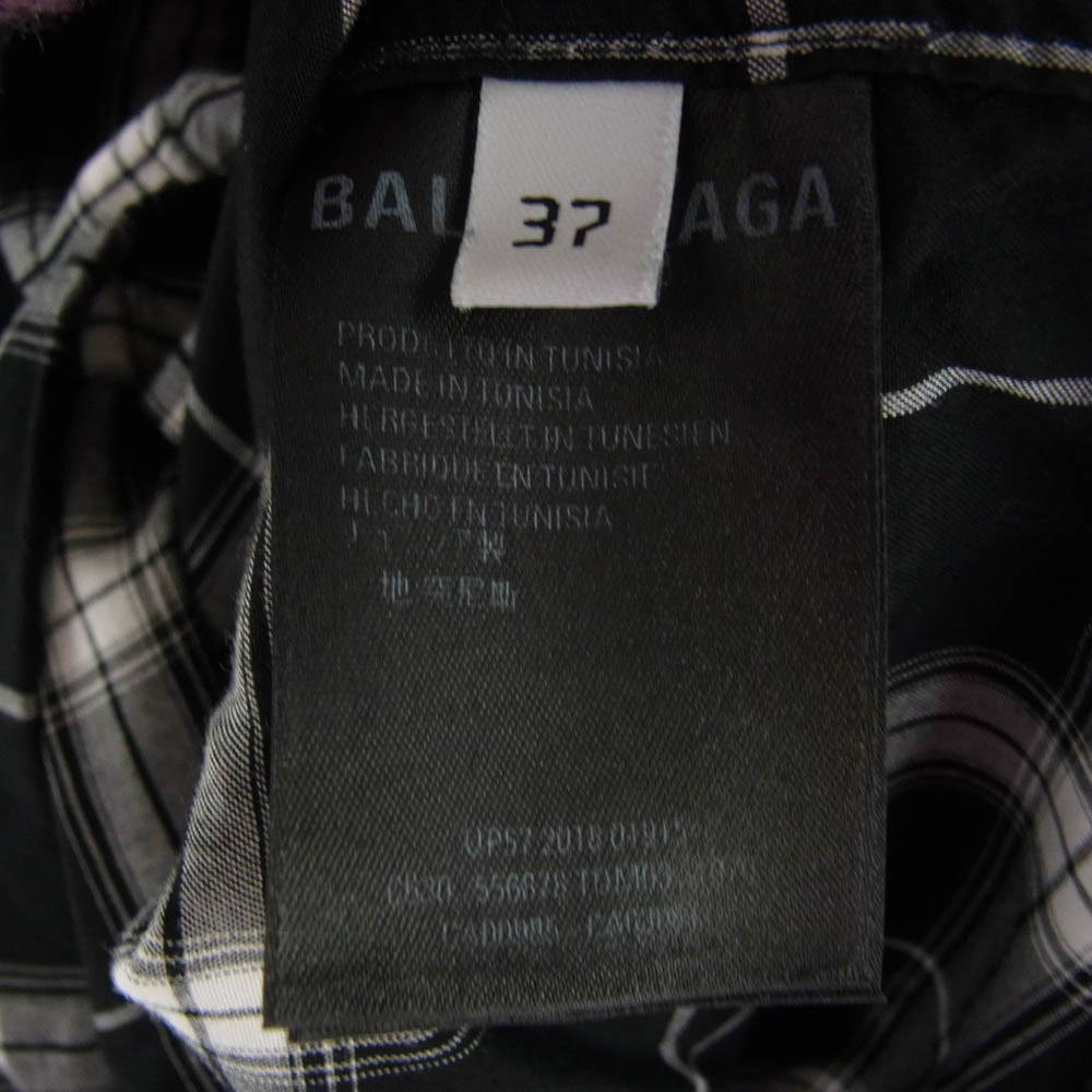 BALENCIAGA バレンシアガ 556878 TDM03 Back Logo Check L/S Shirt バックロゴ チェック 長袖 シャツ ブラック系 37【中古】