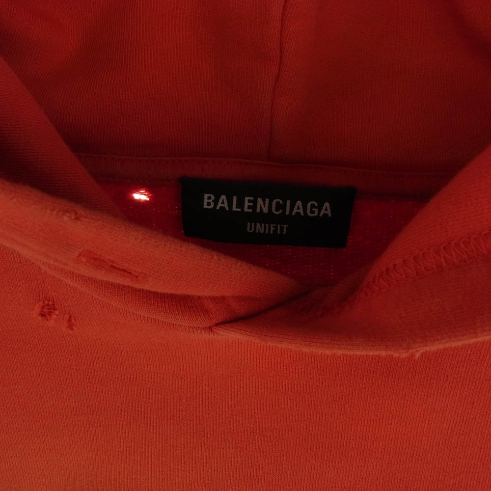 BALENCIAGA バレンシアガ 674986 TLVJ3 MAISON ワイド フィット プルオーバー パーカー レッド系 S【中古】