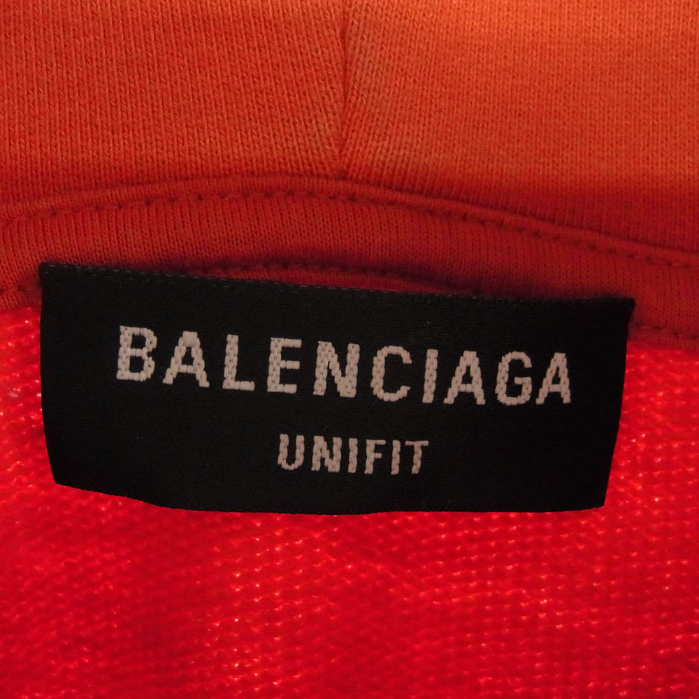 BALENCIAGA バレンシアガ 674986 TLVJ3 MAISON ワイド フィット プルオーバー パーカー レッド系 S【中古】