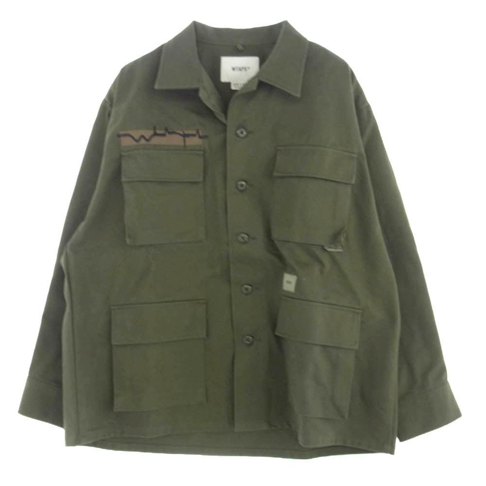 WTAPS ダブルタップス 21AW 212WDT-SHM02 JUNGLE BRAIN EMBROIDERED JACKET ジャングル ブレイン 刺繍 ジャケット カーキ系 02【中古】