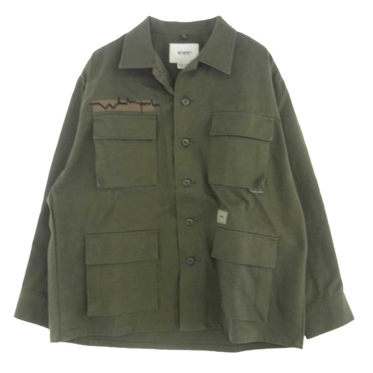 WTAPS ダブルタップス 21AW 212WDT-SHM02 JUNGLE BRAIN EMBROIDERED JACKET ジャングル ブレイン 刺繍 ジャケット カーキ系 02【中古】