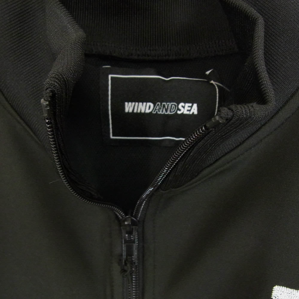 WIND AND SEA ウィンダンシー WDS-O-ATT-24-Q2-JER-01 トラックジャケット ライン 刺繡ロゴ ジップアップ ブルゾン ブラック系 M【美品】【中古】