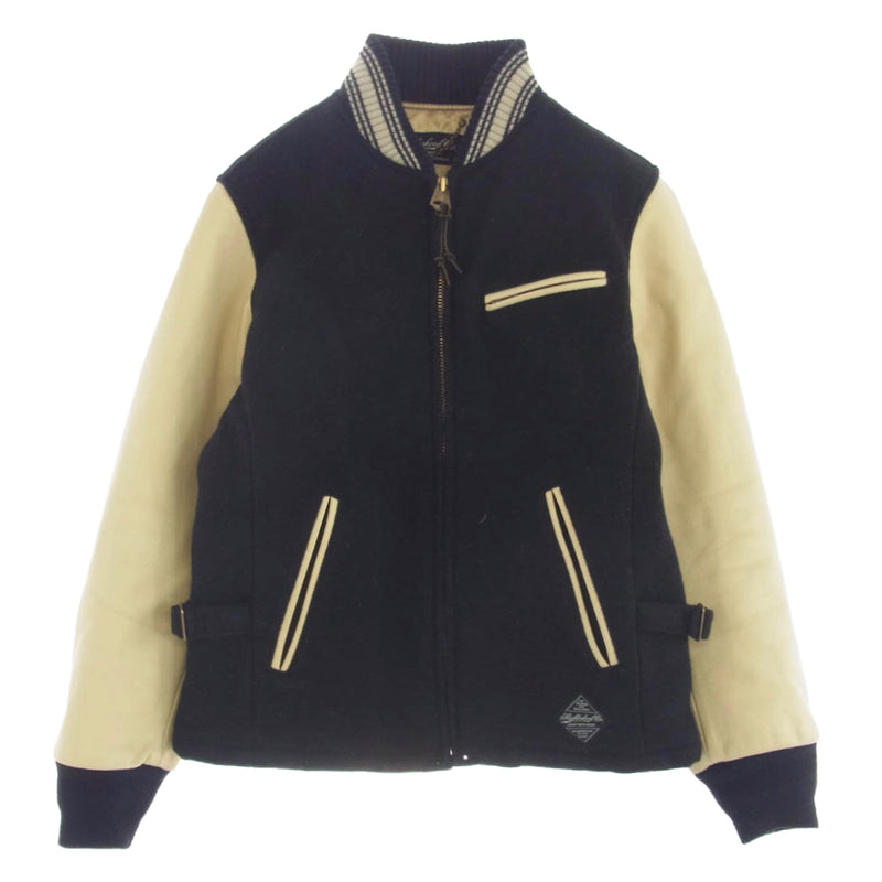 NEIGHBORHOOD ネイバーフッド 14AW 142TSNH-JKM05 VARSITY JACKET バーシティ ジャケット ウール レザー スタジャン ベージュ系 ブラック系 S【中古】