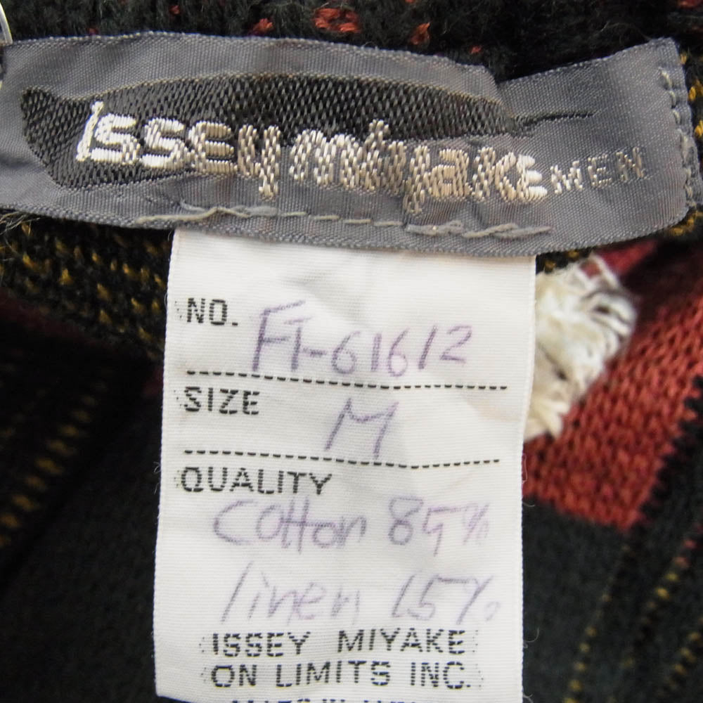 ISSEY MIYAKE イッセイミヤケ FT-61612 筆タグ 80's コットン リネン チェック パンツ ブラック系 M【中古】
