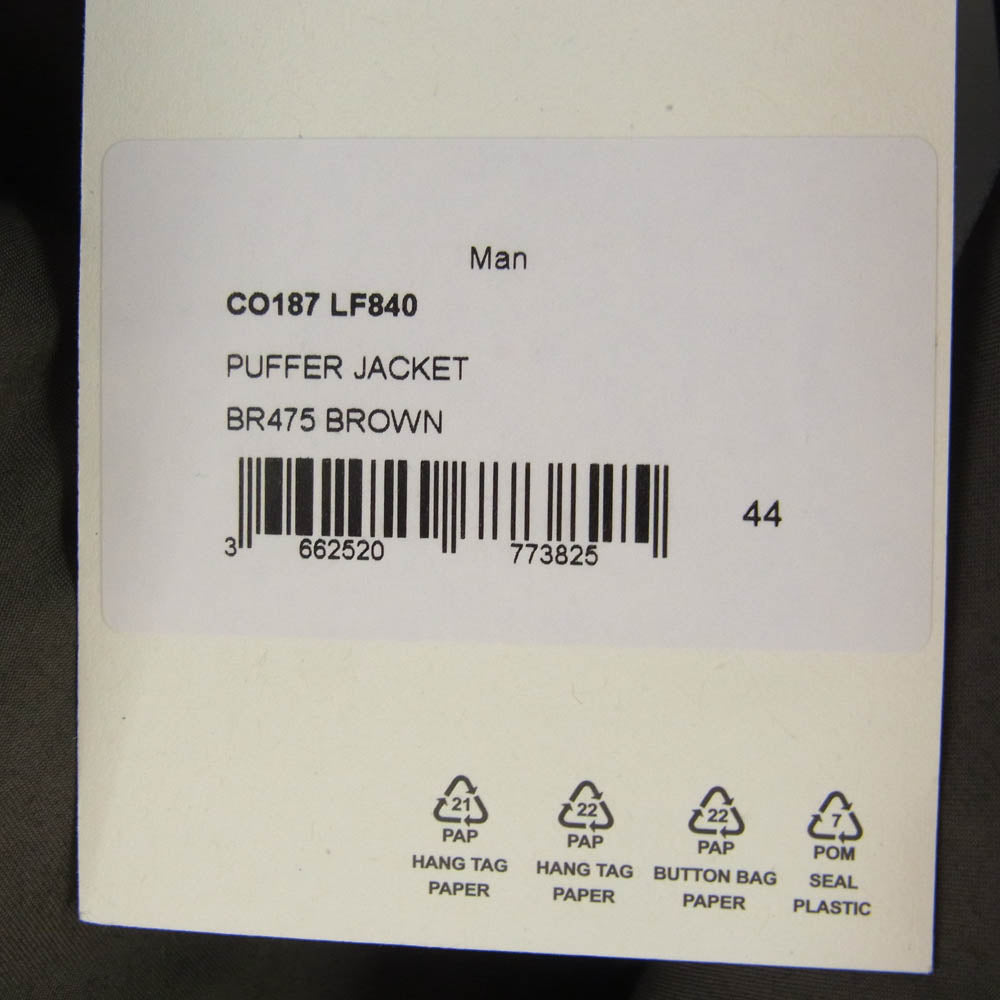 LEMAIRE ルメール CO187LF840 BR475 PUFFER JACKET パファー ジャケット ハイネック 中綿 ジャケット ブラウン系 44【極上美品】【中古】