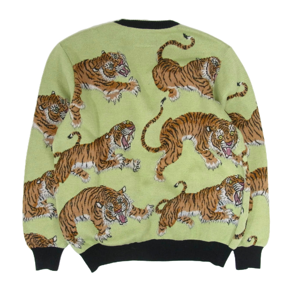 WACKO MARIA ワコマリア 24SS Tim Lehi Jacquard Cardigan ティムリーハイ タイガー デザイン コットン カーディガン ライトグリーン系 M【中古】