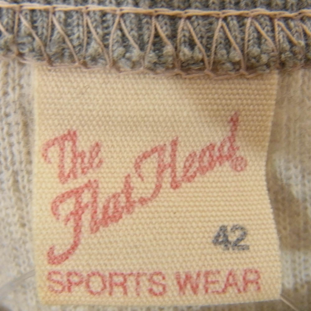 THE FLAT HEAD ザフラットヘッド EARLY WORKS バック ロゴ サーマル 長袖 Tシャツ ホワイト グレー系 42【中古】