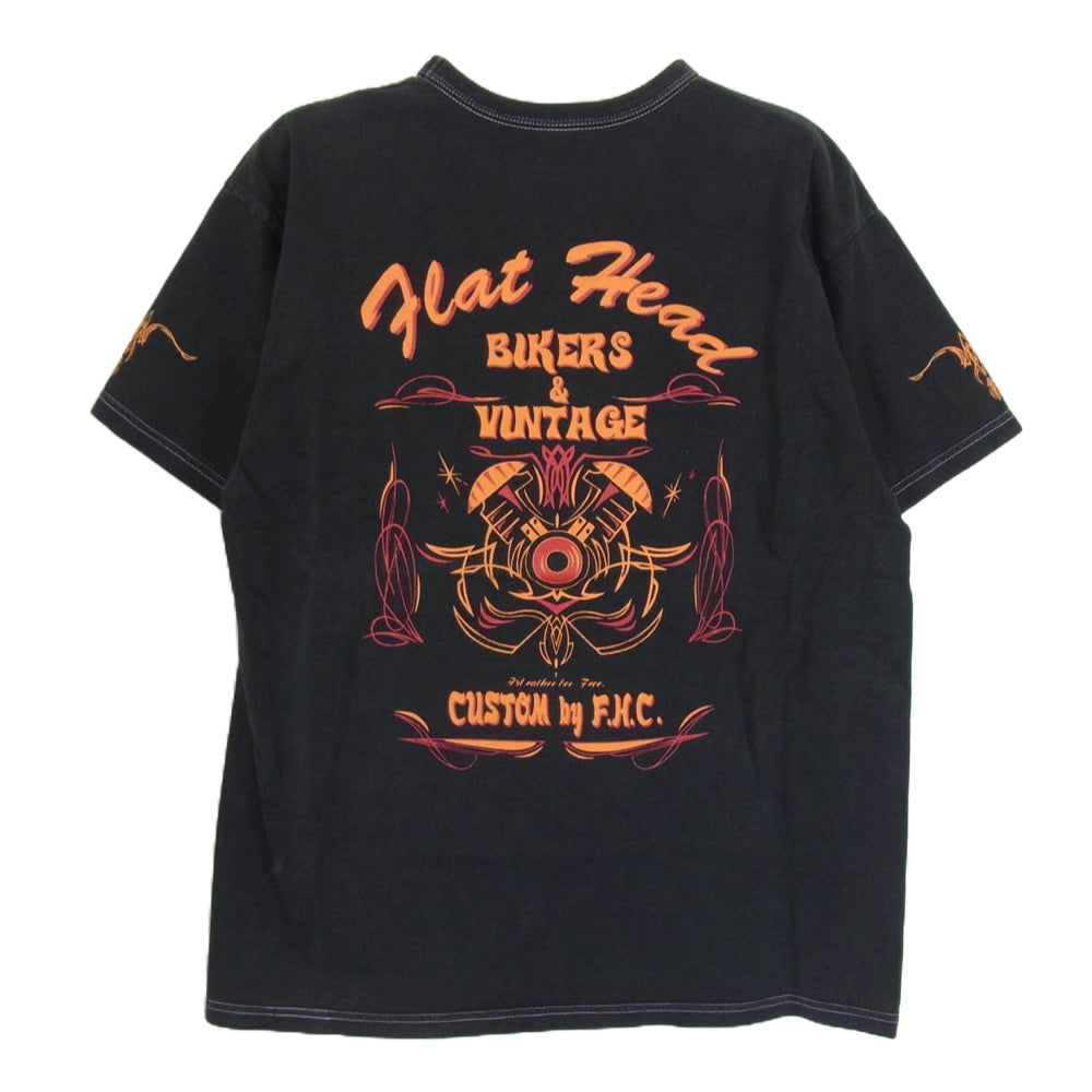 THE FLAT HEAD ザフラットヘッド BIKERS VINTAGE バック プリント 半袖 Tシャツ ブラック系 42【中古】