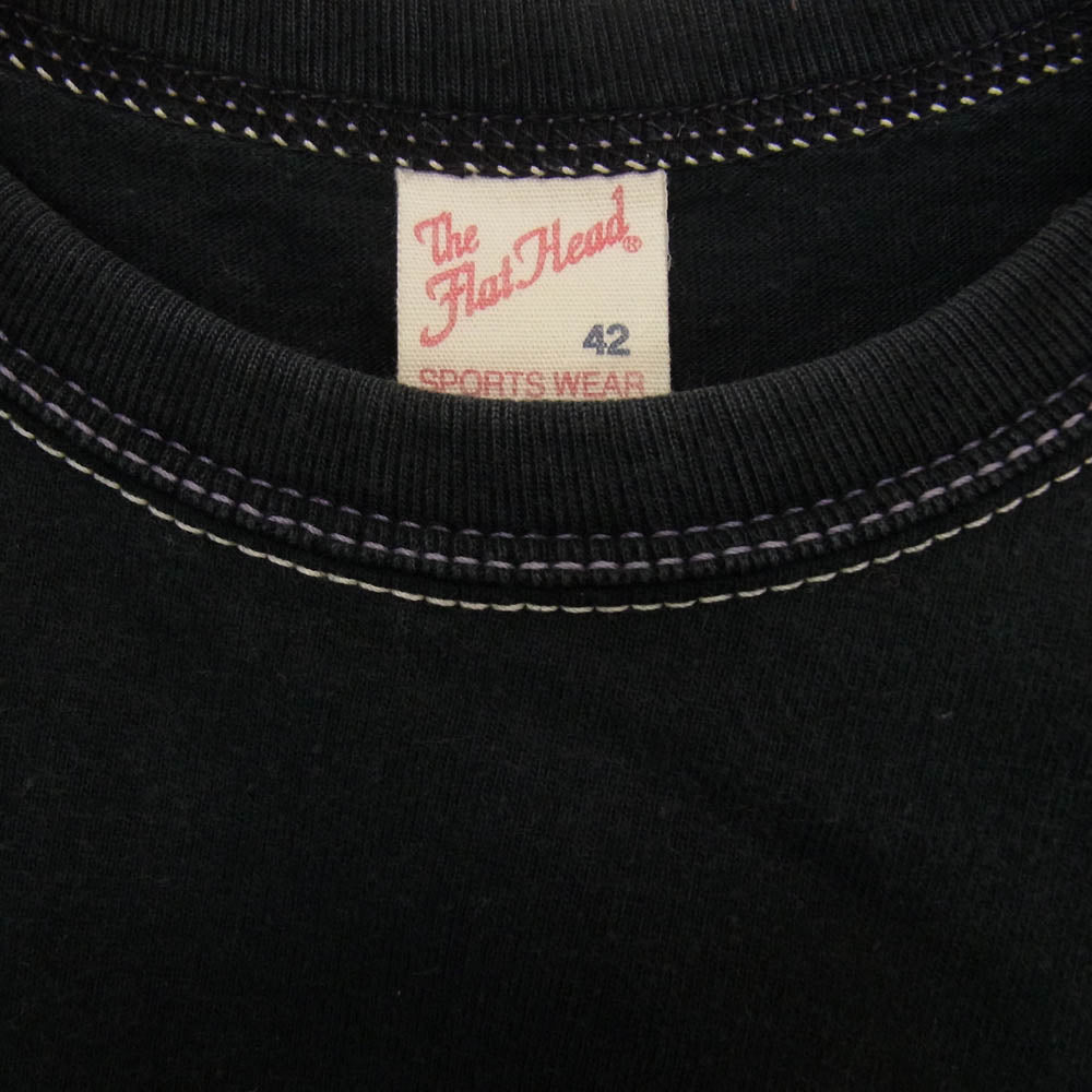 THE FLAT HEAD ザフラットヘッド GRAND HERITAGE ロゴ バック プリント 半袖 Tシャツ ブラック系 42【中古】