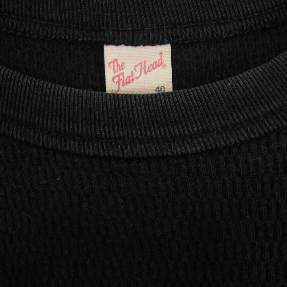 THE FLAT HEAD ザフラットヘッド BAMBIS バック ロゴ プリント サーマル カットソー 長袖 Tシャツ ブラック系 40【中古】