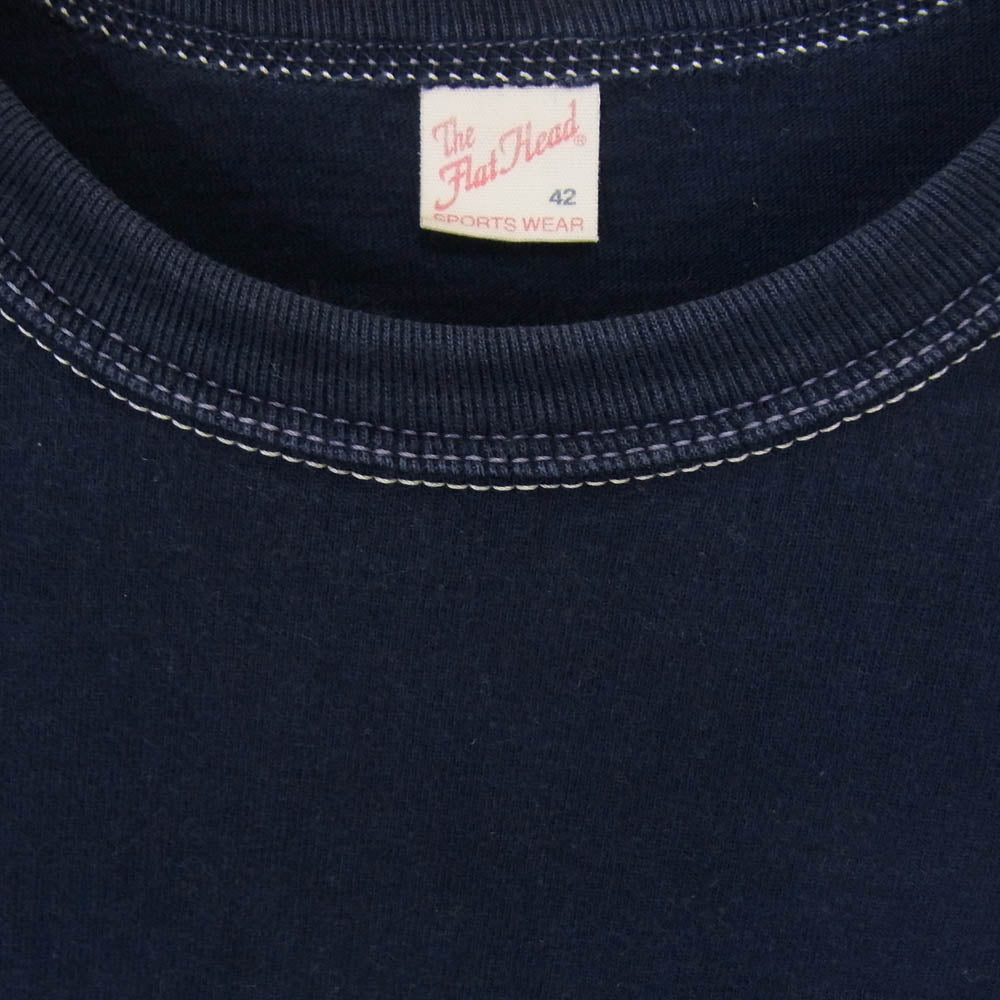 THE FLAT HEAD ザフラットヘッド EARLY WORKS ロゴ バック プリント 半袖 Tシャツ ネイビー系 42【中古】