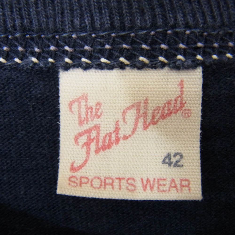 THE FLAT HEAD ザフラットヘッド EARLY WORKS ロゴ バック プリント 半袖 Tシャツ ネイビー系 42【中古】