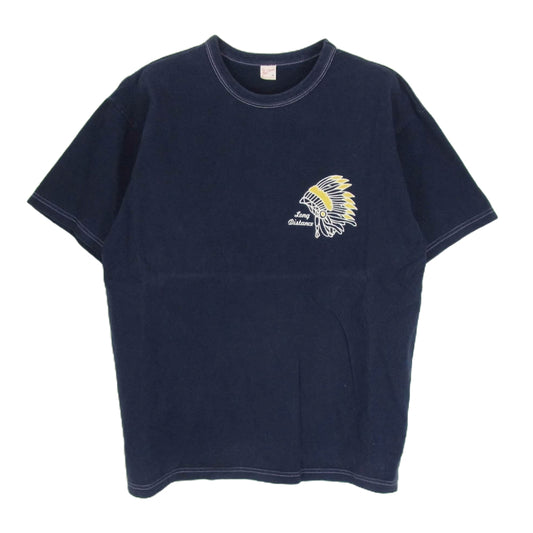 THE FLAT HEAD ザフラットヘッド MOTORCYCLE RACE モーターサイクル バック ロゴ 半袖 Tシャツ ネイビー系 42【中古】